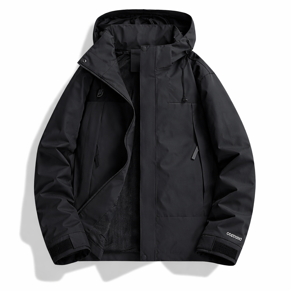 Women’s Windproof Outdoor Hooded Jacket – Lightweight Waterproof Coat with Detachable Hood & Zipper Pockets