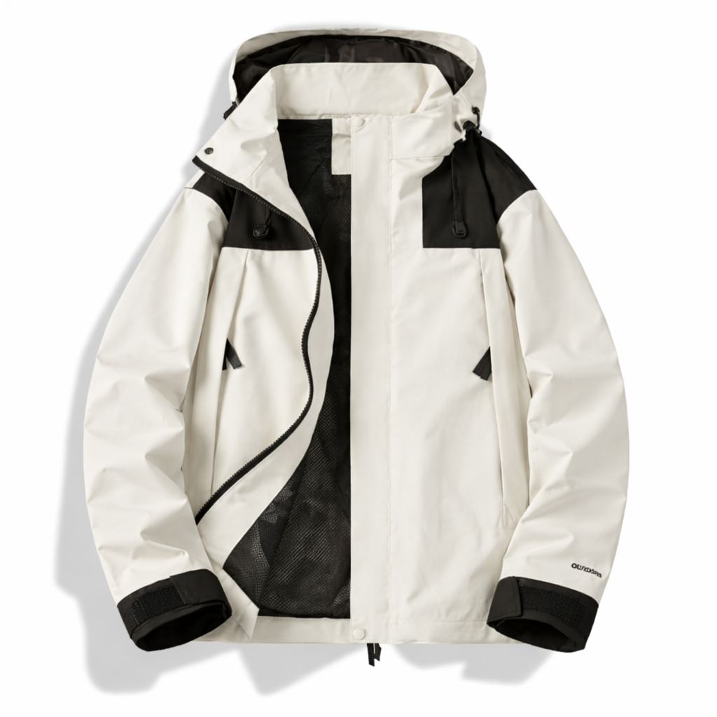 Women’s Windproof Outdoor Hooded Jacket – Lightweight Waterproof Coat with Detachable Hood & Zipper Pockets